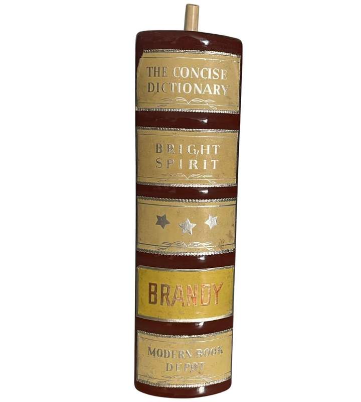 The Concise Dictionary Brandy Decanter  Bright Spirit Brand, West Germany, Vintage Ceramic, 70s Bar