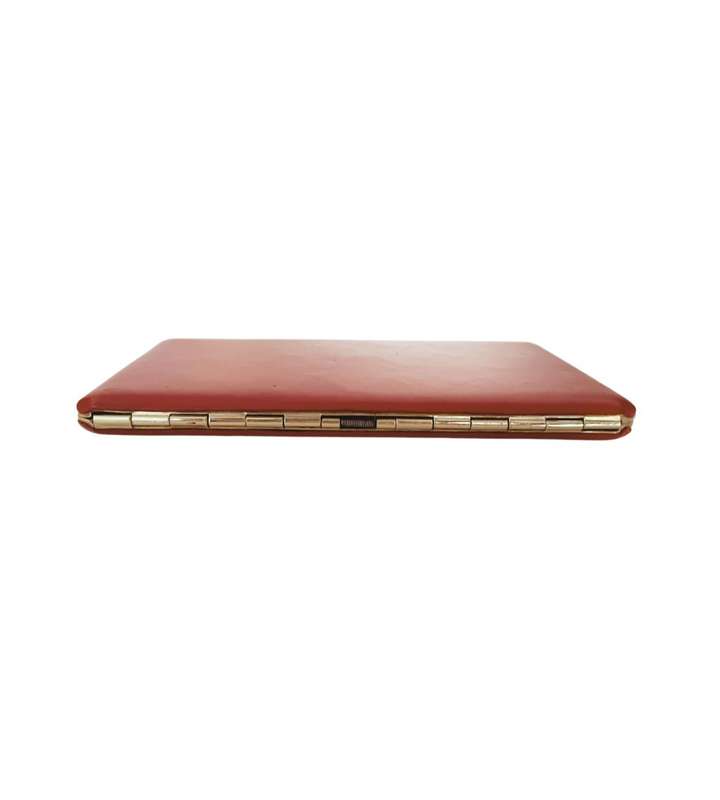 Vintage Busby Red Leather Cigarette Case  Gold Plated Interior & Hinges
