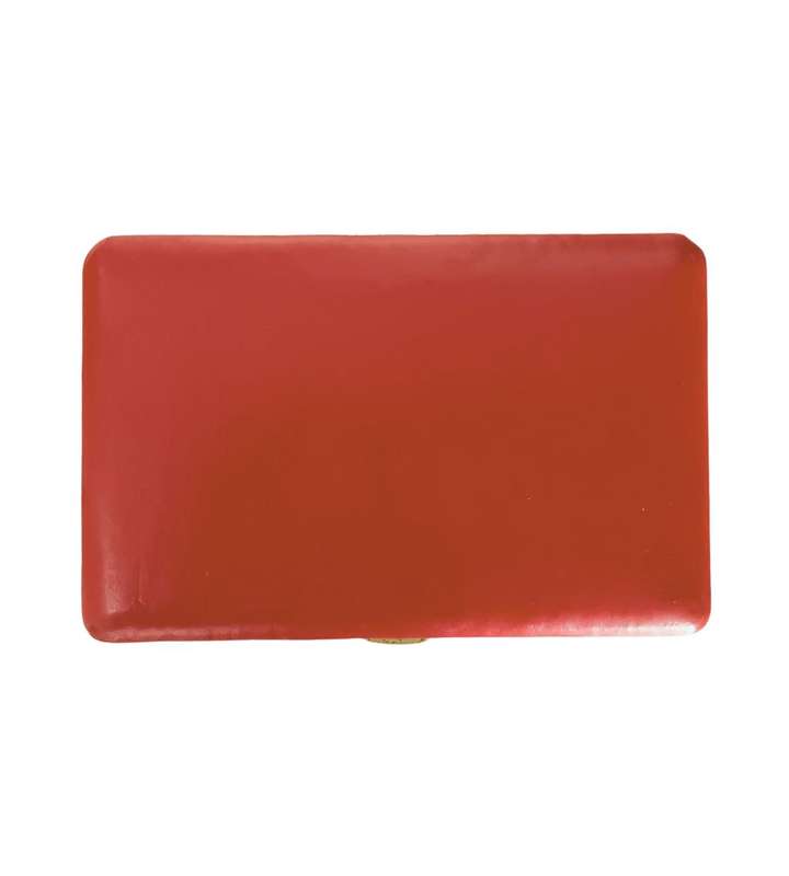 Vintage Busby Red Leather Cigarette Case  Gold Plated Interior & Hinges