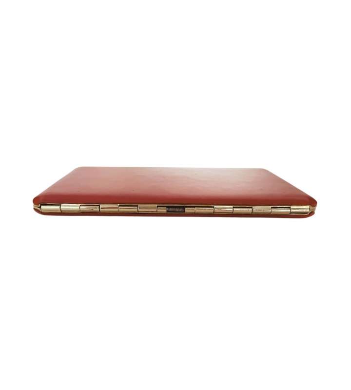 Vintage Busby Red Leather Cigarette Case  Gold Plated Interior & Hinges