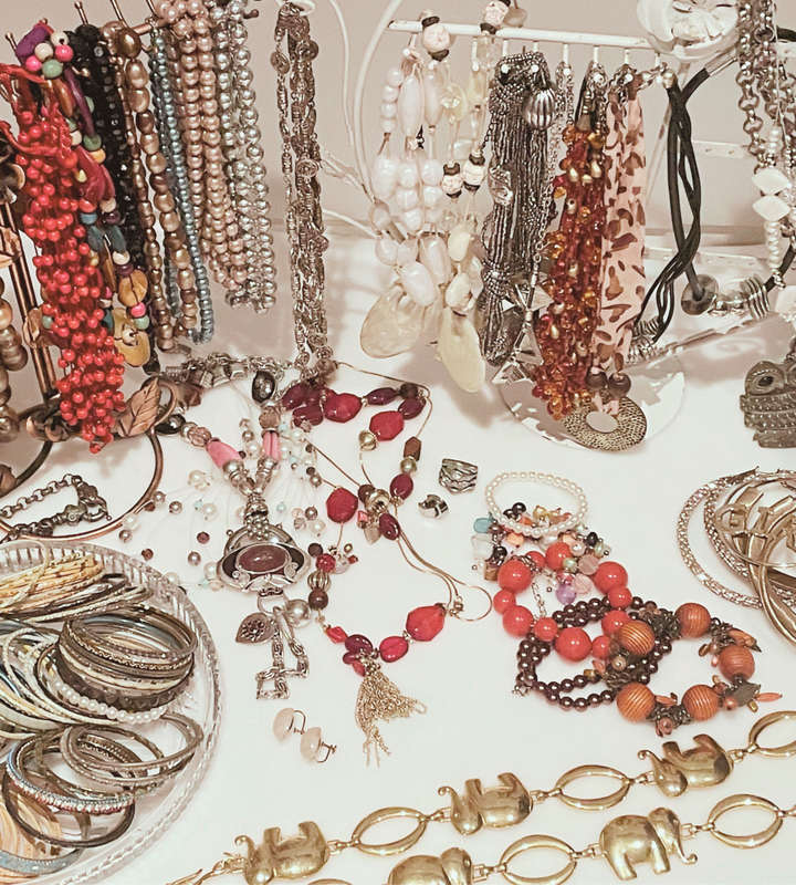 Huge Vintage Costume Jewelry Bundle - 170+ Pieces - Necklaces, Bangles, Earrings, Rosary