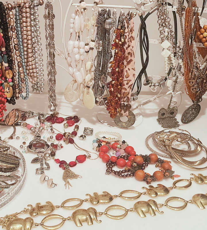 Huge Vintage Costume Jewelry Bundle - 170+ Pieces - Necklaces, Bangles, Earrings, Rosary