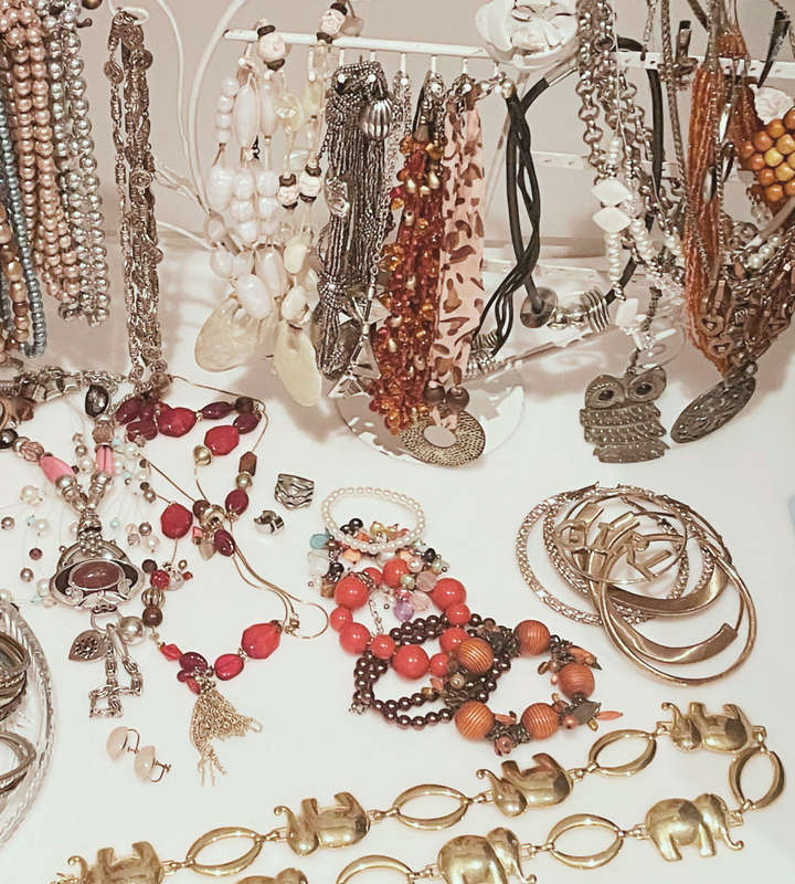 Huge Vintage Costume Jewelry Bundle - 170+ Pieces - Necklaces, Bangles, Earrings, Rosary