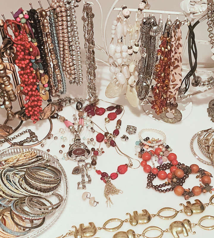 Huge Vintage Costume Jewelry Bundle - 170+ Pieces - Necklaces, Bangles, Earrings, Rosary