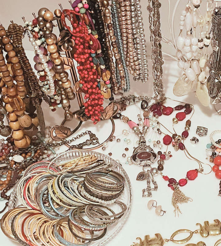 Huge Vintage Costume Jewelry Bundle - 170+ Pieces - Necklaces, Bangles, Earrings, Rosary