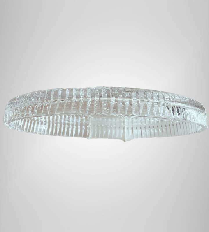 Round Crystal Tray with Gorgeous Floral Design - 22cm Diameter