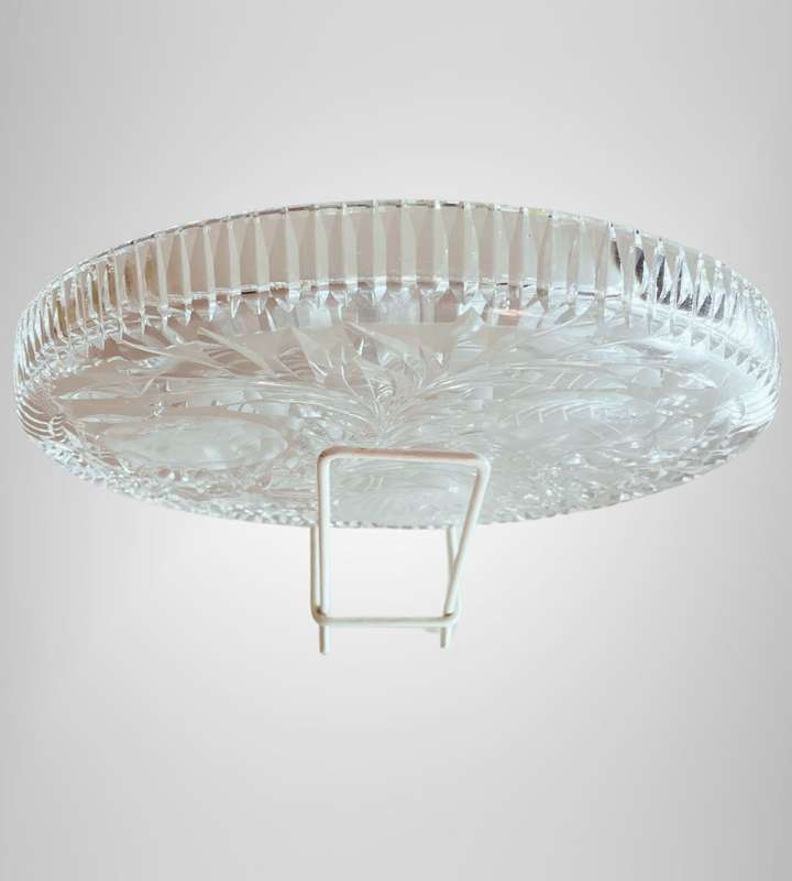 Round Crystal Tray with Gorgeous Floral Design - 22cm Diameter