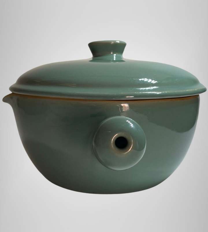 Vintage Denby Stoneware Dark Jade Green 3PT Covered Casserole Dish with Lid and Handle - 1950-1970s