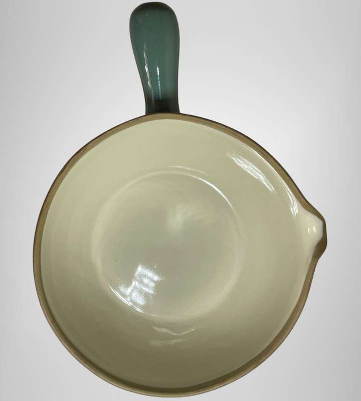 Vintage Denby Stoneware Dark Jade Green 3PT Covered Casserole Dish with Lid and Handle - 1950-1970s