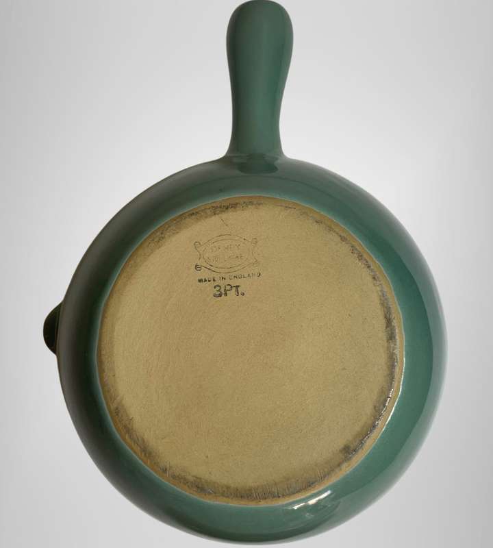 Vintage Denby Stoneware Dark Jade Green 3PT Covered Casserole Dish with Lid and Handle - 1950-1970s