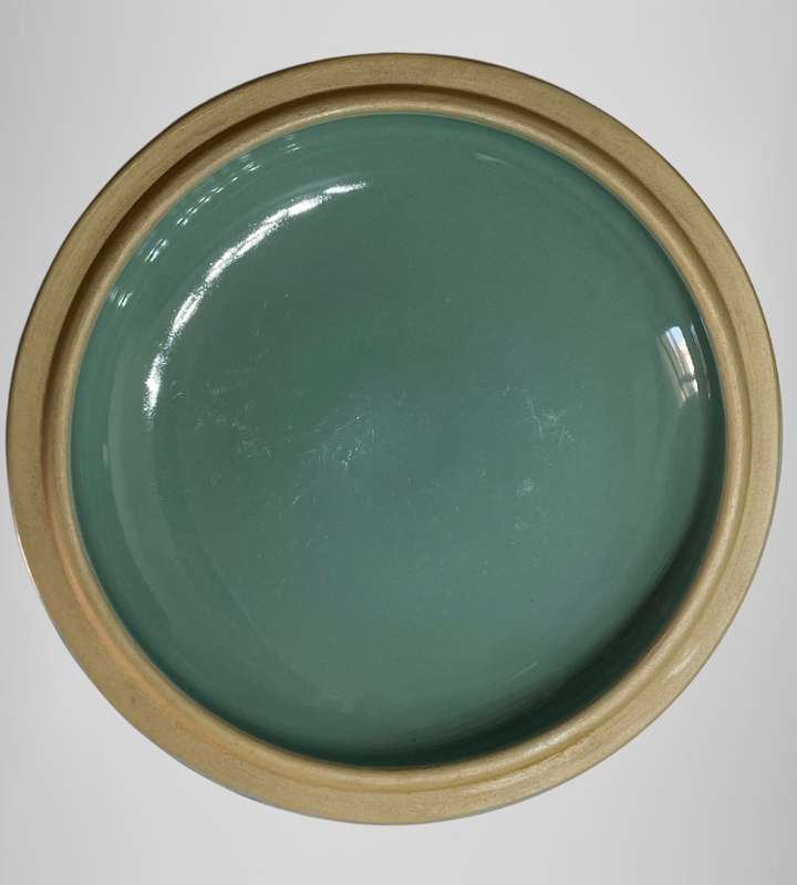 Vintage Denby Stoneware Dark Jade Green 3PT Covered Casserole Dish with Lid and Handle - 1950-1970s