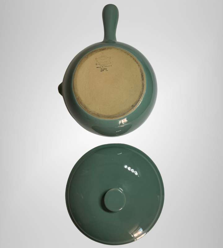 Vintage Denby Stoneware Dark Jade Green 3PT Covered Casserole Dish with Lid and Handle - 1950-1970s