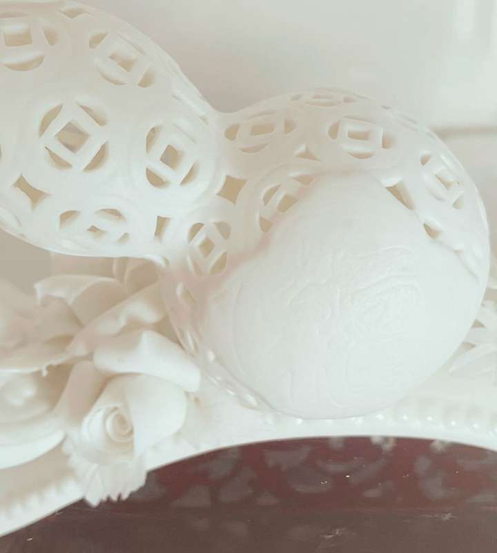 Reduced ! Chinese porcelain Artwork - Auspicious & Favoring White Porcelain Ornament