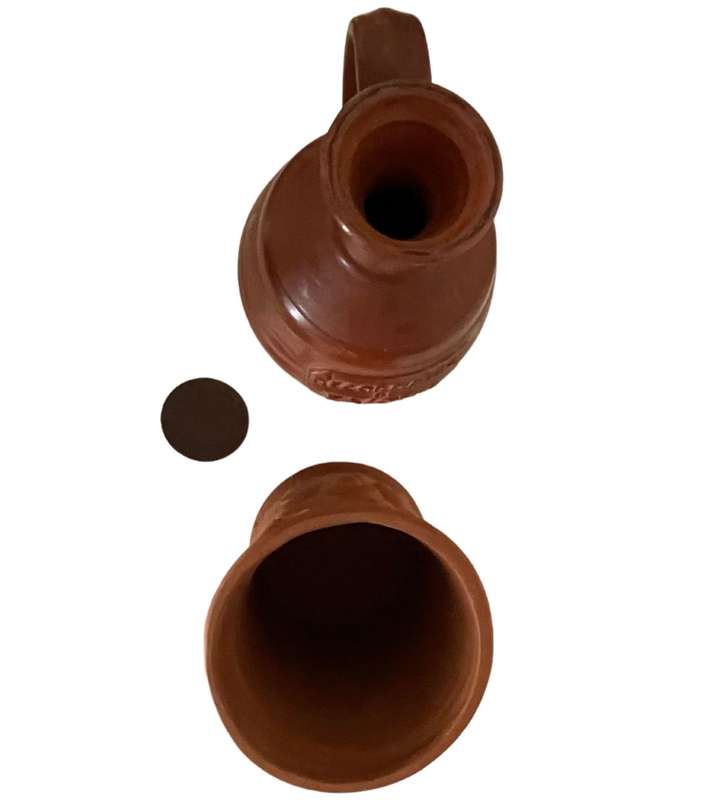 3-Piece Red Pottery Collection: Unglazed Holder, Portuguese Olive Oil Pitcher