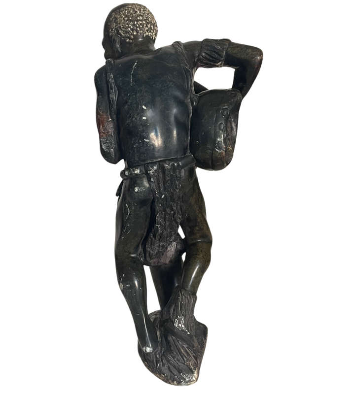 Exquisite 6kg Zimbabwean Soapstone Sculpture of an Old Man with Musical Instrument and Pipe