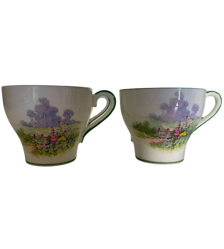 19-Piece Bell China Fine Bone China Set (1936-1966)  Meadowside Pattern, Floral Decorations & Green