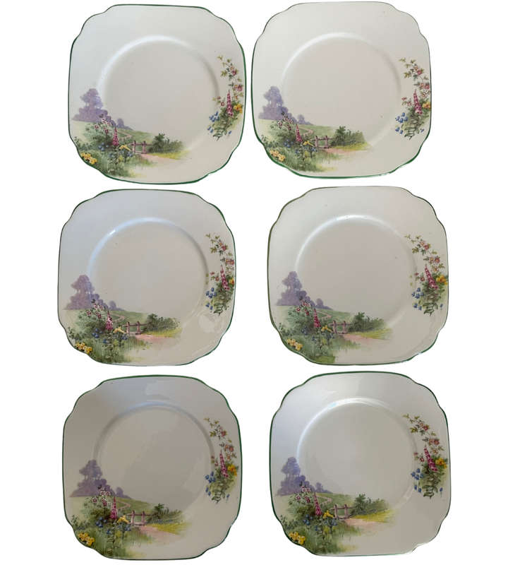 19-Piece Bell China Fine Bone China Set (1936-1966)  Meadowside Pattern, Floral Decorations & Green