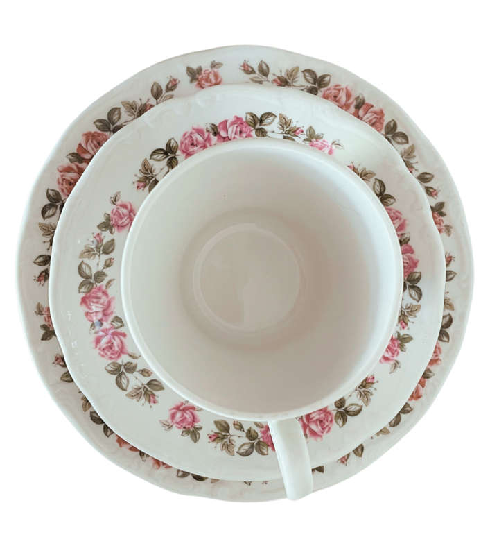 24-Piece Constantia Fine China `RSA Superior` Tea Set  Pink Rose Floral Design