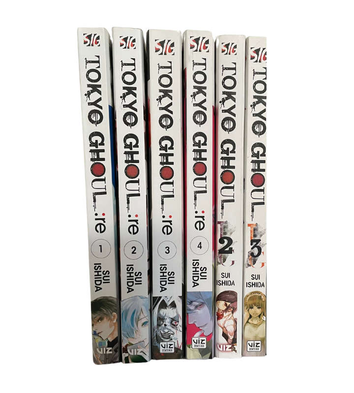 Set of 6 Tokyo Ghoul Manga Books - Including Tokyo Ghoul:re Volumes 1-4 - Like New Condition