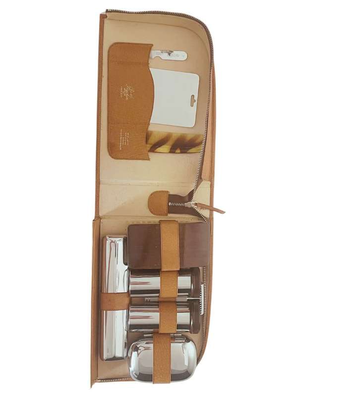Reduced! Vintage Mid-20th Century Men's Travel Grooming Kit in Leather Case  Made In England