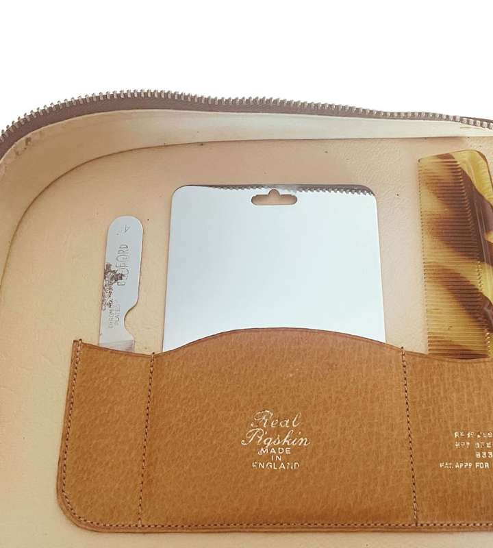 Reduced! Vintage Mid-20th Century Men's Travel Grooming Kit in Leather Case  Made In England