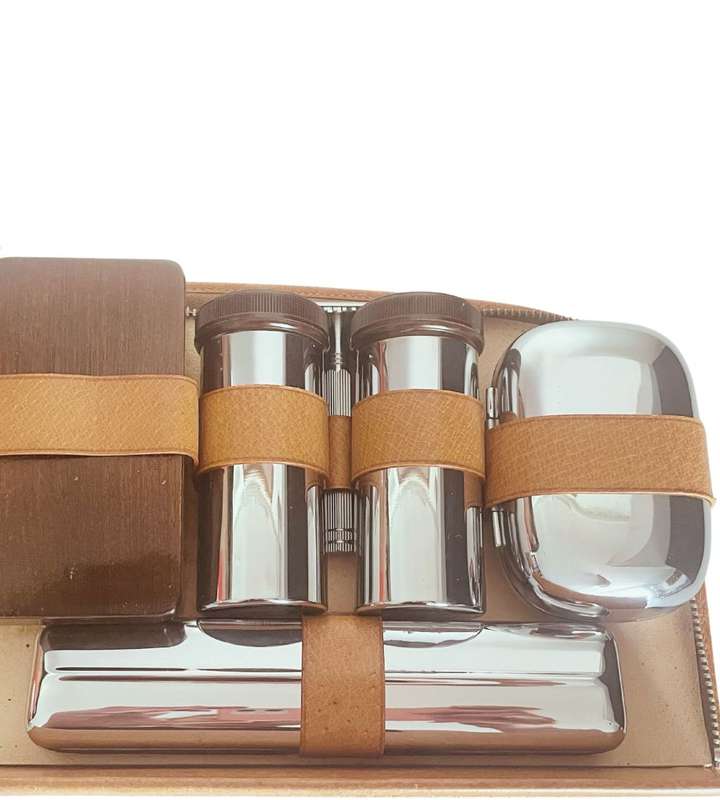 Reduced! Vintage Mid-20th Century Men's Travel Grooming Kit in Leather Case  Made In England