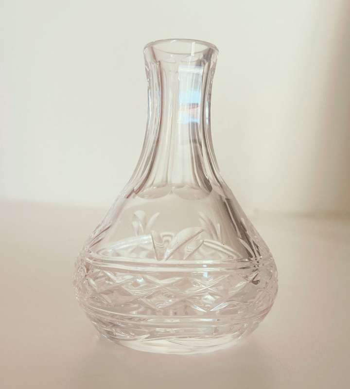 Set of 3 Small Crystal Decanters and Crystal Candle Holder - Excellent Condition