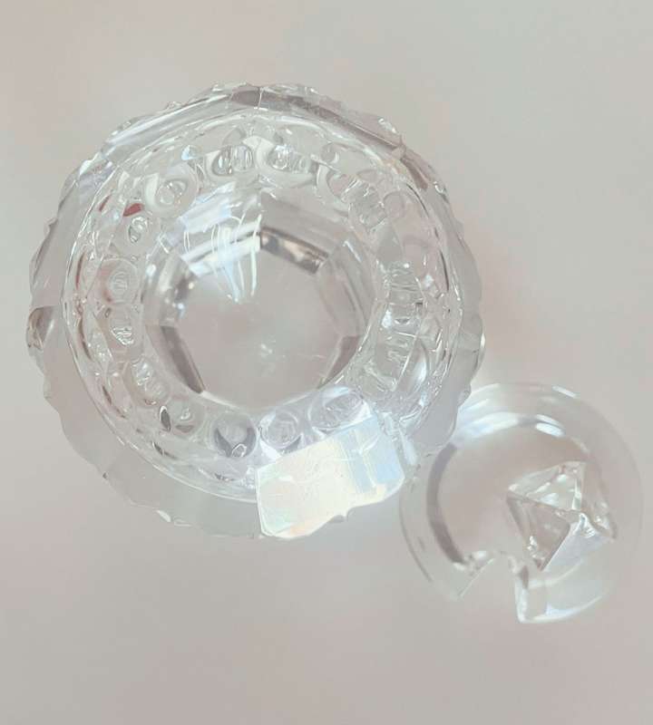 Set of 3 Small Crystal Decanters and Crystal Candle Holder - Excellent Condition