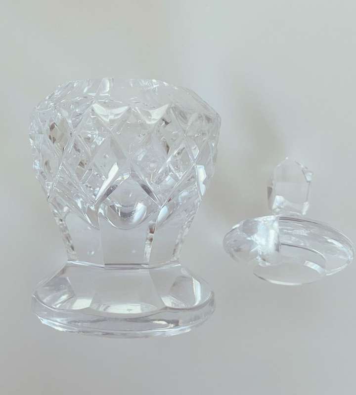 Set of 3 Small Crystal Decanters and Crystal Candle Holder - Excellent Condition