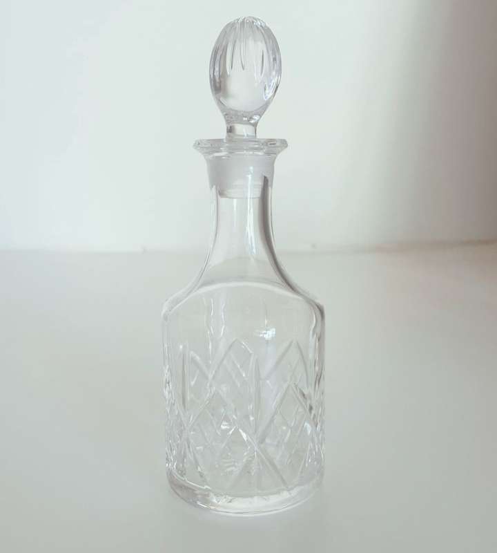 Set of 3 Small Crystal Decanters and Crystal Candle Holder - Excellent Condition