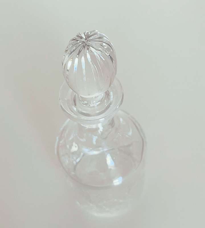 Set of 3 Small Crystal Decanters and Crystal Candle Holder - Excellent Condition