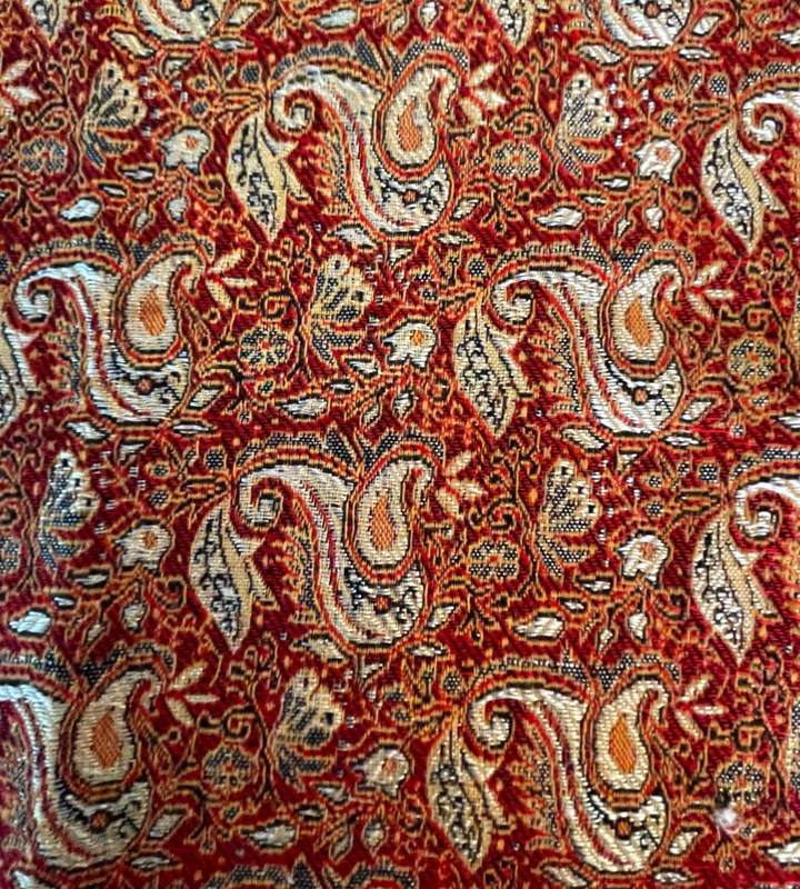 Traditional Iranian Woven Cotton and Silk with Paisley Fish Motif  Reversible, 100cm x 98cm-