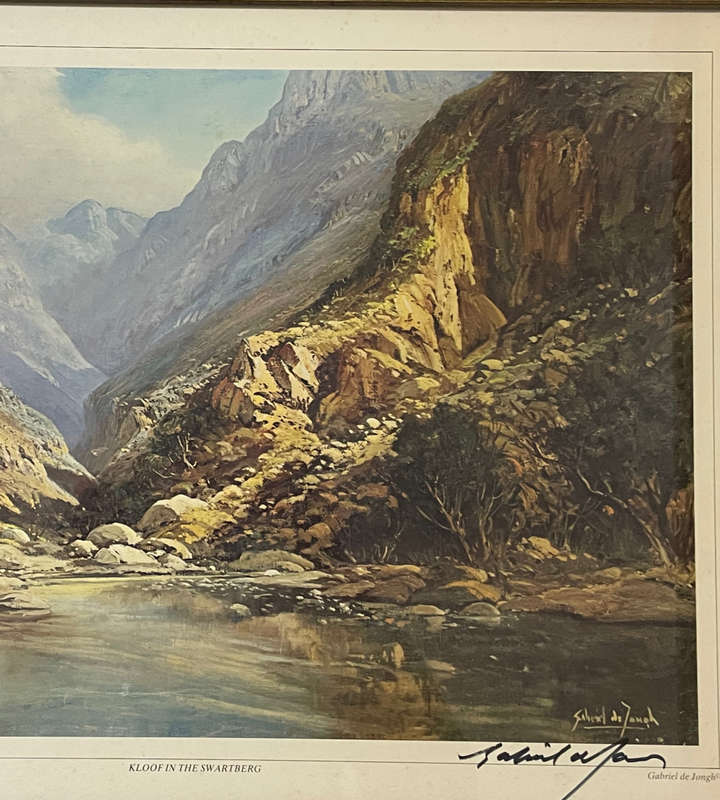Reduced! Gabriel de Jongh Signed Print 'Kloof in the Swartberg' 39x54.5cm - Framed Behind Glass