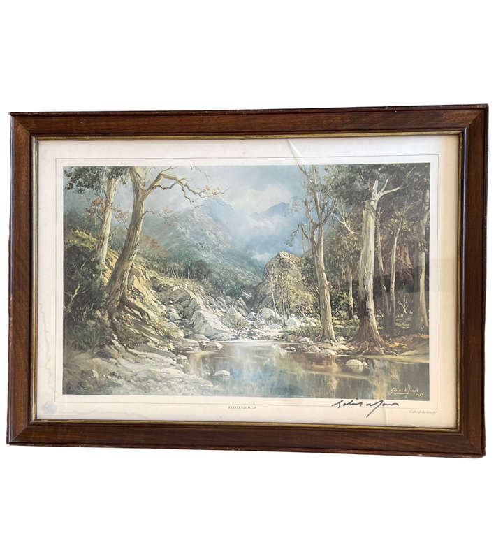 Reduced! Gabriel de Jongh Signed Print 'Kirstenbosch' 39x54.5cm - Cracked Glass