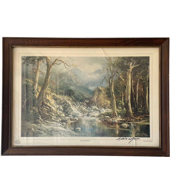 Reduced! Gabriel de Jongh Signed Print 'Kirstenbosch' 39x54.5cm - Cracked Glass