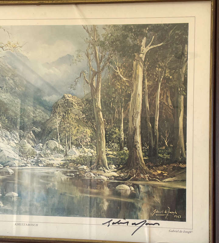 Reduced! Gabriel de Jongh Signed Print 'Kirstenbosch' 39x54.5cm - Cracked Glass