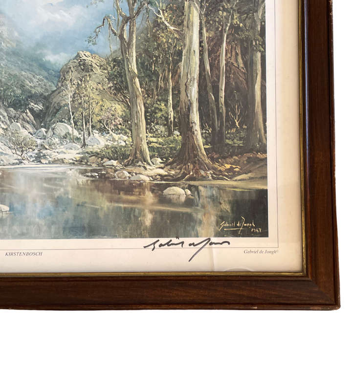 Reduced! Gabriel de Jongh Signed Print 'Kirstenbosch' 39x54.5cm - Cracked Glass