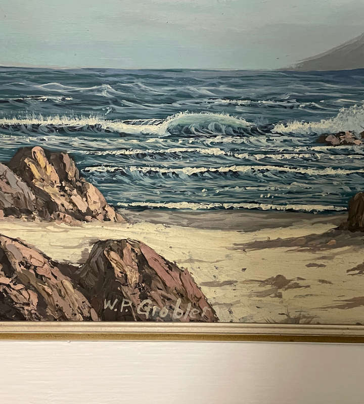 Reduced! Vintage WP Grobler Original Oil Painting - South African Landscape (91.5cm x 55cm Framed)