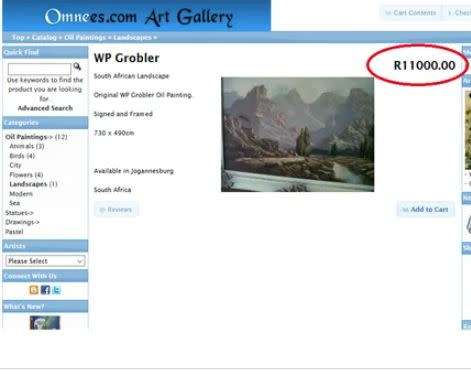 Reduced! Vintage WP Grobler Original Oil Painting - South African Landscape (91.5cm x 55cm Framed)