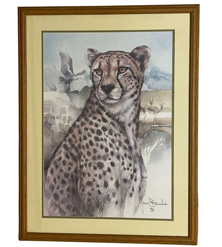 Joan Beuche Cheetah Print (1993) - Signed, Framed, 69.5cm x 53cm