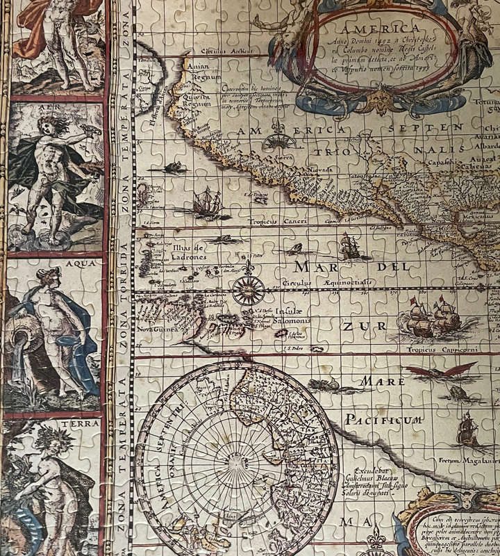 Framed Ravensburger Map of the World from 1650 Puzzle - Dutch Golden Age Cartography