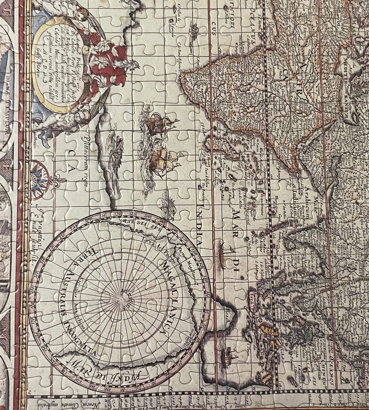 Framed Ravensburger Map of the World from 1650 Puzzle - Dutch Golden Age Cartography