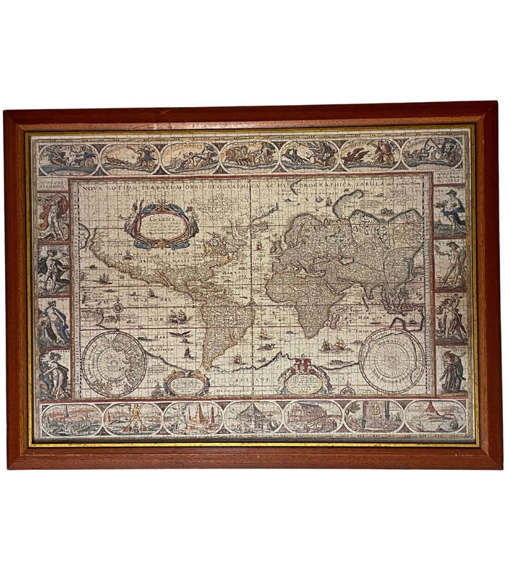 Framed Ravensburger Map of the World from 1650 Puzzle - Dutch Golden Age Cartography