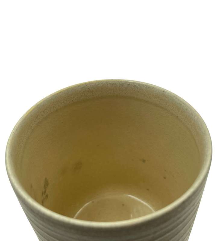 Original Kiyomizu-Ware Signed Sake Cup - Handpainted Bamboo Design, 11cm High
