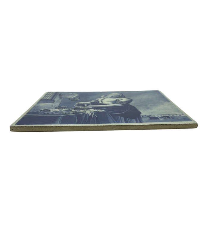 Rare Vermeer 1632-1675 Milkmaid Delft Blue Tile | 1970s German Ceramic | Rijksmuseum Amsterdam