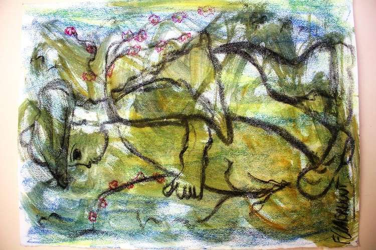 Claerhout, big size, authenticated, 765 x 565mm, unframed, mixed media