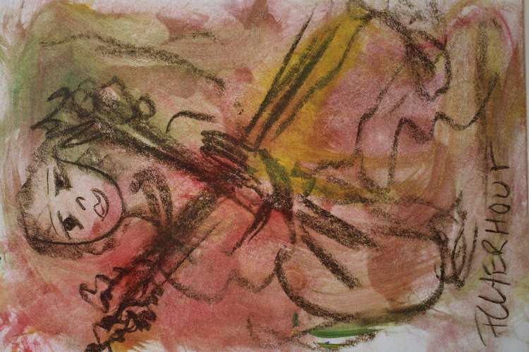 Claerhout, authenticated, 420 x 295mm, unframed, acrylic wash and pastels