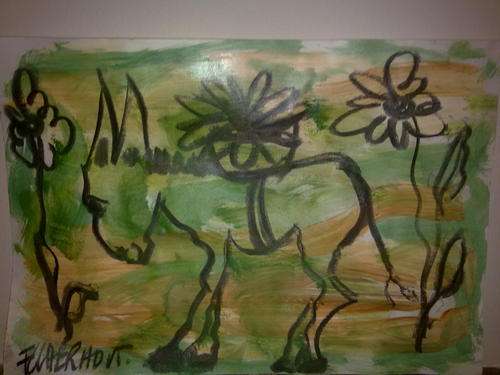 Original Claerhout signed at the back by Father Claerhout in 2000 for "oom Jan" 420x295mm