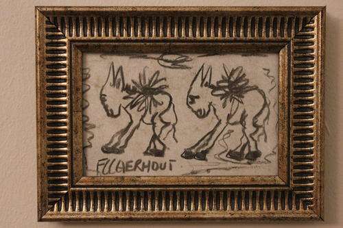 Claerhout with certificate; framed; art size only: 150x100mm; Charcoal on paper