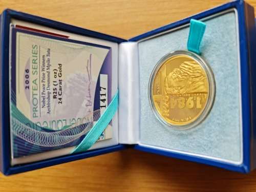 Protea Series-Nobel Prize Winners - Desmond Tutu - 1 oz. Gold Coin - mint 1417